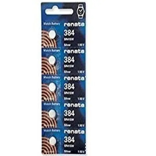 Renata Watch Battery Swiss Made Renata 384 or SR41SW Or AG3 1.5V (5 Batteries, 384 or SR 41 SW) {2}