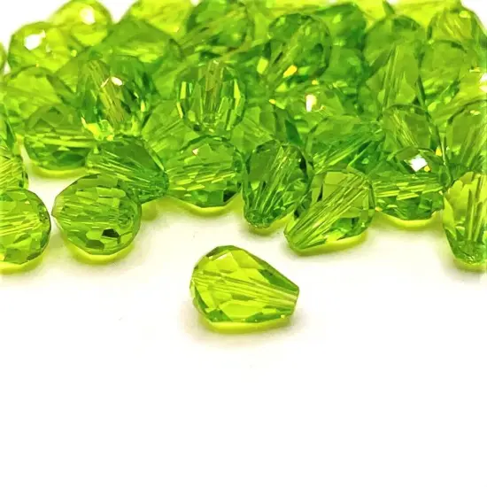 4, 20 or 50 Pieces: 6x8 mm Teardrop Light Green Imitation Crystal August Birthstone Beads {1}