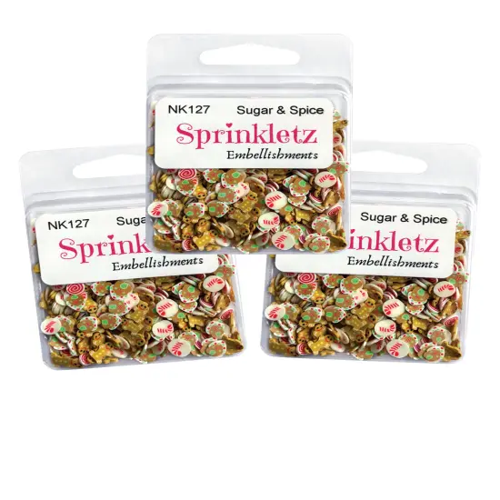 Buttons Galore Sprinkletz Embellishments for Crafts, Tiny Polymer Clay Shapes & Unique Designs - Sugar and Spice 3 Pack {1}