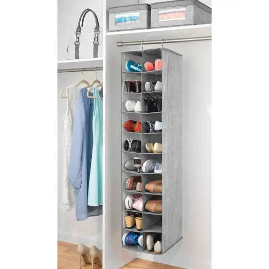 mDesign Large 20 Shelf Fabric Over Rod Closet Hanging Storage Unit {2}