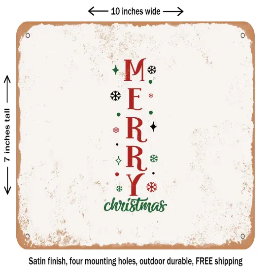 DECORATIVE METAL SIGN - Merry Christmas - 6 - Vintage Rusty Look {1}
