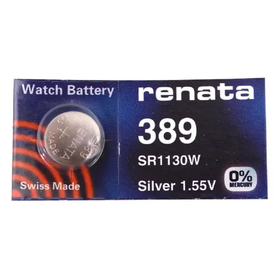 Renata Watch Battery Swiss Made Renata 389 or SR1130SW Or AG10 1.5V (5 Batteries, 389 or SR 1130 SW) {2}