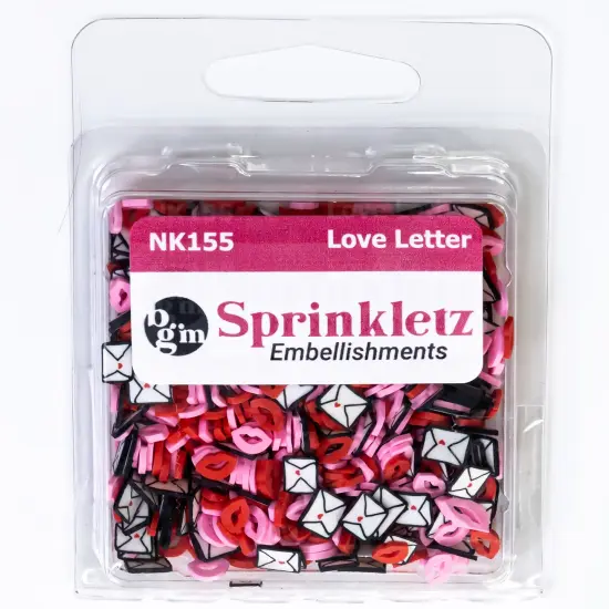Buttons Galore Sprinkletz Embellishments for Crafts, Tiny Polymer Clay Shapes & Unique Designs - Love Letter- 3 Pack {2}