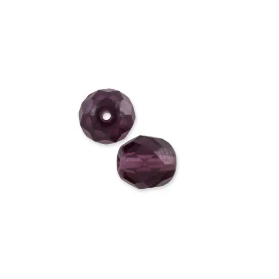 Czech Fire Polished Glass Round Beads 4mm Amethyst (Package of 50) {1}