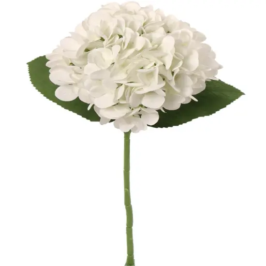 12-Pack: White Hydrangea Stem with Lifelike Silk Foliage by Floral Home&reg; {1}