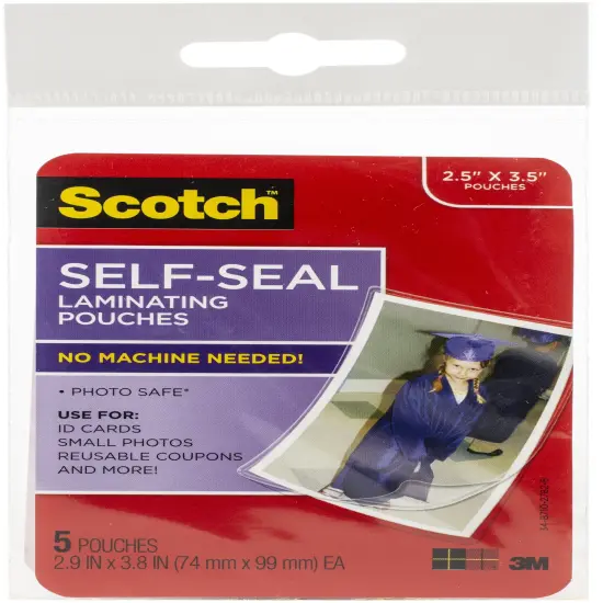 Scotch Self-Sealing Laminating Pouches 5/Pkg-2"X3" {1}