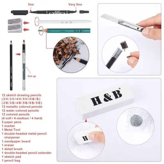 72 Pieces Drawing and Sketching Colored Pencils Set , Art Supplies Professional Art Pencils Kit, Drawing Gifts for Teens Beginners Artists and Adults {5}