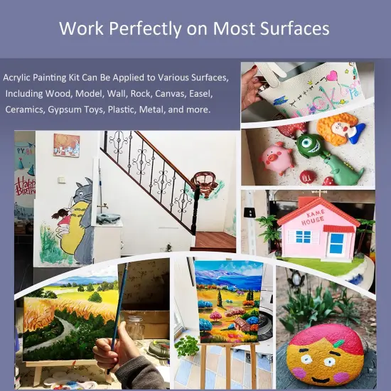 Acrylic Paint Set for Kids Crafts, 24 Colors Acrylic Art Supplies Paint with 6 Brushes &1 Palette Acrylic Crafts Paint Kit, Non-Toxic Wood Paint Kits for Kids, Beginners {3}