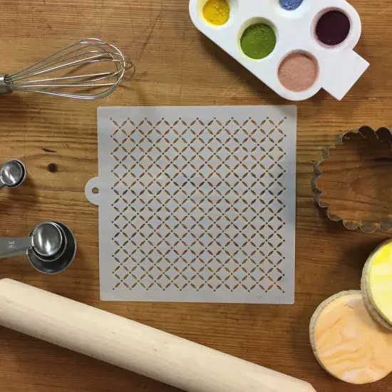 Tufted Lattice Miniprint Cake Stencil | C817 by Designer Stencils | Cake Decorating Tools | Baking Stencils for Royal Icing, Airbrush, Dusting Powder | Reusable Plastic Food Grade Stencil for Cakes | Easy to Use & Clean Cake Stencil {5}