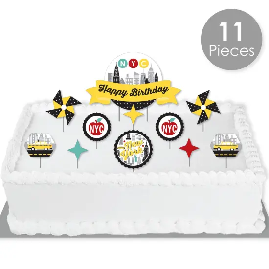 Big Dot of Happiness NYC Cityscape - New York City Birthday Party Cake Decorating Kit - Happy Birthday Cake Topper Set - 11 Pieces {3}