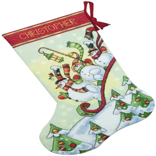 Dimensions Counted Cross Stitch Kit 16" Long-Sledding Snowmen Stocking {1}