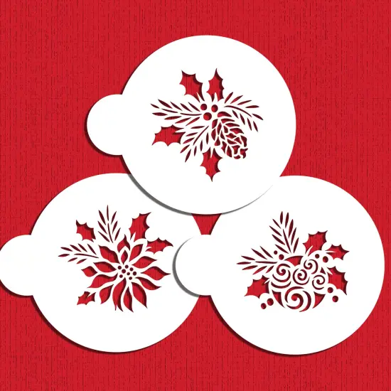 Forever Green Ornaments Cookie Stencils: Christmas Ball, Pinecone, Poinsettia | C724 by Designer Stencils | Cookie Decorating Tools | {1}
