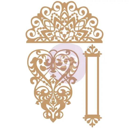 Prima Marketing Inc Chipboard Diecut - Lace & Heart - 3 Pcs, 0.7-5 655350647322 {1}