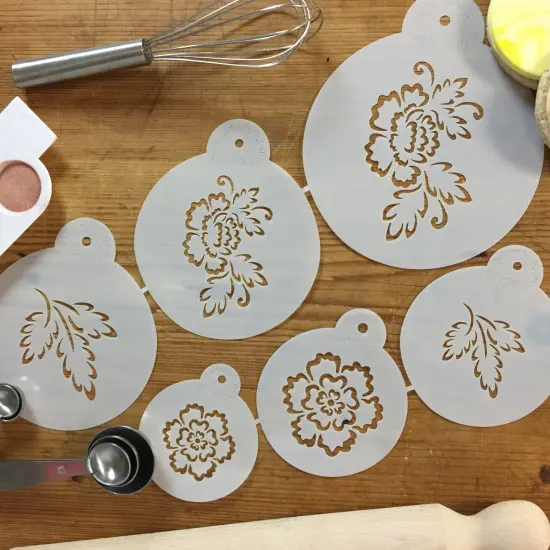 Brush Embroidery Flower Cookie Stencil Set | C790 by Designer Stencils | Cookie Decorating Tools | Baking Stencils for Royal Icing, Airbrush, Dusting Powder | Reusable Plastic Food Grade Stencil for Cookies | Easy to Use & Clean Cookie Stencil {6}