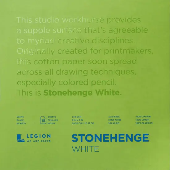 Stonehenge Paper Pad 8"X8" 15 Sheets/Pkg-White 90lb {1}