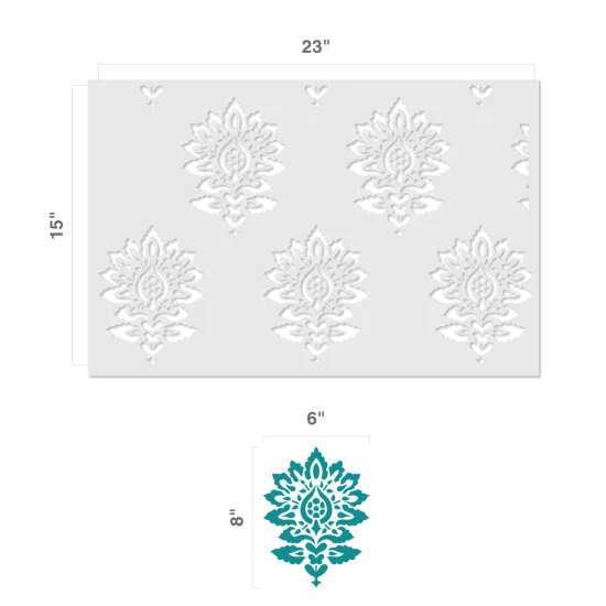 Batik Damask All Over Pattern Wall Stencil | 3797 by Designer Stencils | Pattern Stencils | Reusable Stencils for Painting | Safe & Reusable Template for Wall Decor | Try This Stencil Instead of a Wallpaper | Easy to Use & Clean Art Stencil Pattern {2}