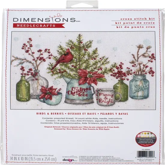 Dimensions Counted Cross Stitch Kit 14"x10"-Birds And Berries {1}