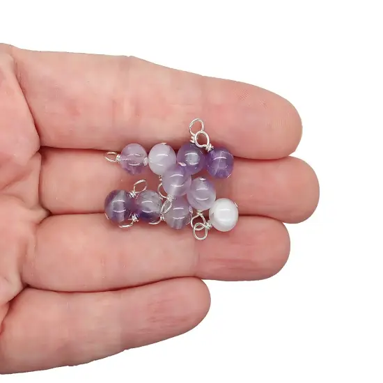 Cape Amethyst 6mm Bead Charms, Natural Gemstone Dangles, 10 pieces, Adorabilities {3}