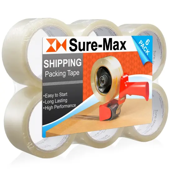 Sure-Max Premium Carton Packing Tape 2.0 mil 165 Feet (55 yards) - Clear {1}