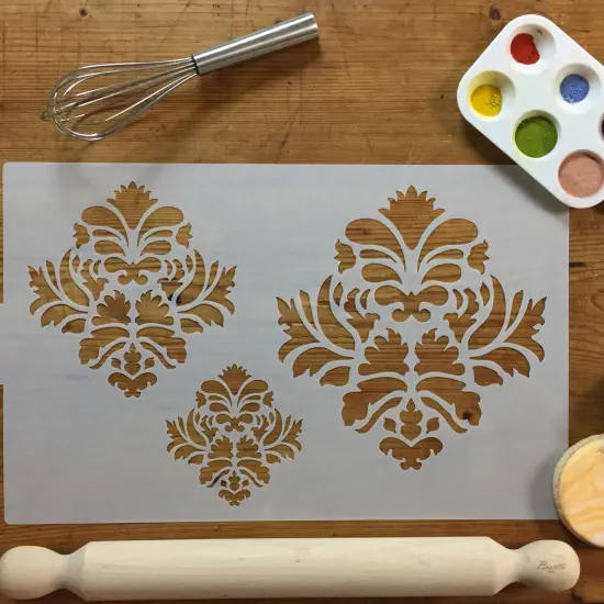 Large Damask Icons Cake Stencil Set | C828 by Designer Stencils | Stencils for Royal Icing, Airbrush, Dusting Powder | {3}