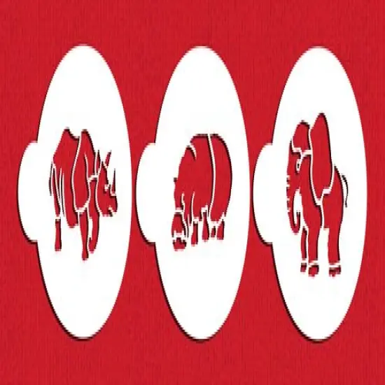 Safari Animals Cookie Set: Rhinoceros, Hippopotamus, Elephant | C829 by Designer Stencils | Cookie Decorating Tools | Baking Stencils for Royal Icing, Airbrush, Dusting Powder | Reusable Plastic Food Grade Stencil | Easy to Use & Clean Stencil {5}