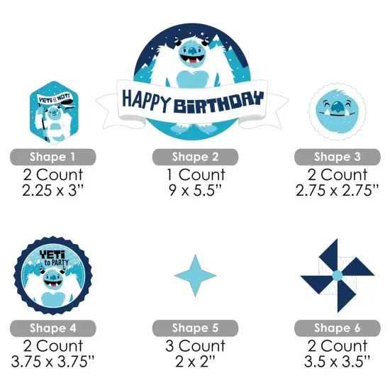 Big Dot of Happiness Yeti to Party - Abominable Snowman Birthday Party Cake Decorating Kit - Happy Birthday Cake Topper Set - 11 Pieces {7}