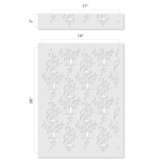 Tulip Wallpaper Design Wall Stencil | 3621 by Designer Stencils | Floral Stencils | Reusable Art Craft Stencils for Painting on Walls, Canvas, Wood | Reusable Plastic Paint Stencil for Home Makeover | Easy to Use & Clean Art Stencil {2}