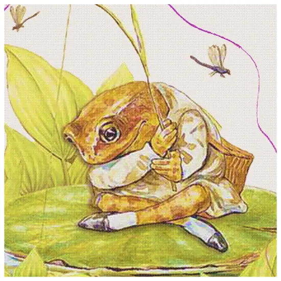 Jeremy Fisher Frog Detail inspired by Beatrix Potter Counted Cross Stitch Pattern {5}