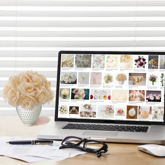 Box of 50: Ivory Rose Picks, Silk Blooms, Floral Picks (8"L X 3"W), Floral Home by Artificial Flowers {2}