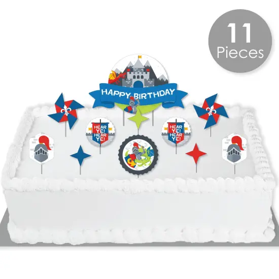 Big Dot of Happiness Calling All Knights and Dragons - Medieval Birthday Party Cake Decorating Kit - Happy Birthday Cake Topper Set - 11 Pieces {3}
