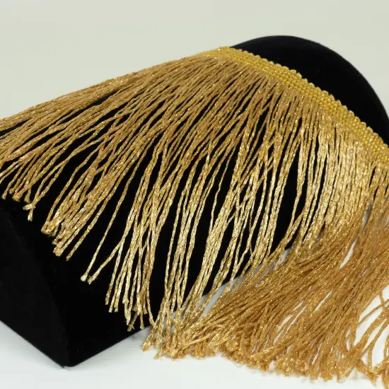 10 Yards of 6" Glitter Chainette Fringe Trim | 10 yard cut Metallic Gold {4}