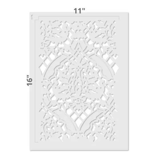 Large Overall Damask Wallpaper Wall Stencil | 2734 by Designer Stencils | Pattern Stencils | Reusable Stencils for Painting | Safe & Reusable Template for Wall Decor | Try This Stencil Instead of a Wallpaper | Easy to Use & Clean Art Stencil Pattern {4}