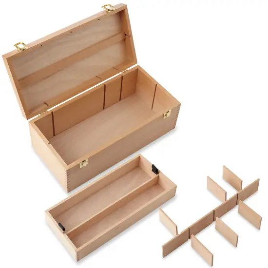 7 Elements Wooden Art Supply Storage Organizer - Large Beechwood Artist Tool Box with Drawer {3}