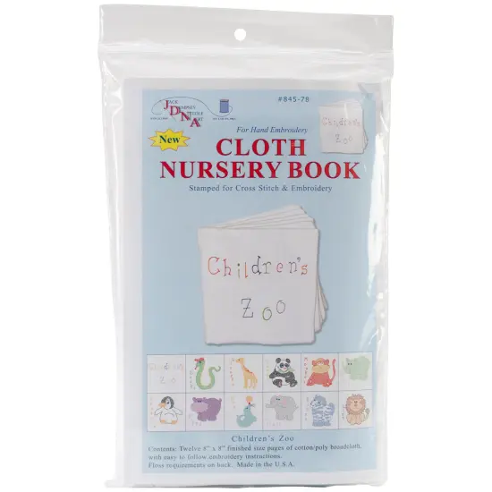 Jack Dempsey Stamped Cloth Nursery Books 8"X8" 12 Pages-Children's Zoo {1}