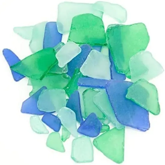 Sea Glass 11 Ounces Green Light Blue & Cobalt Mix Sea Glass - Bulk Seaglass Pieces for Beach Decor & Crafts {1}