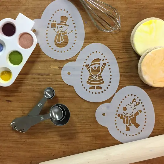 Christmas Friends Cookie Stencil Set: Santa, Reindeer, Snowman | C731 by Designer Stencils | Stencils for Royal Icing, Airbrush, Dusting Powder | {4}