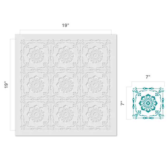 Parisian Tiles All Over Wall Stencil | 3715 by Designer Stencils | Pattern Stencils | Reusable Stencils for Painting | Safe & Reusable Template for Wall Decor | Try This Stencil Instead of a Wallpaper | Easy to Use & Clean Art Stencil Pattern {3}