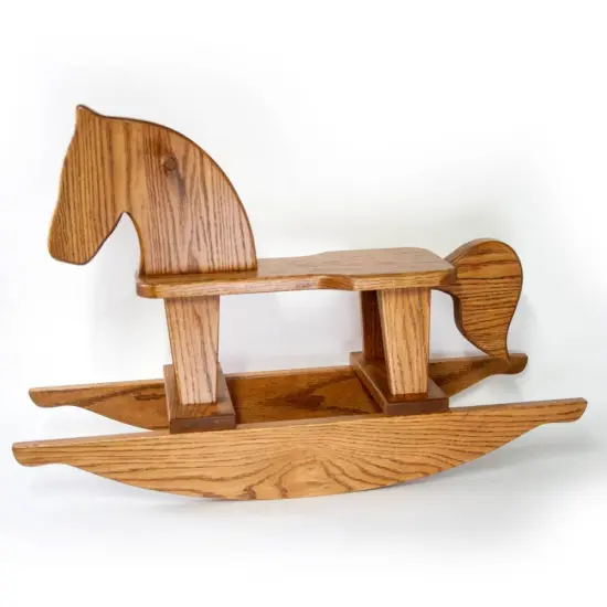 Amish Made Old Fashioned Wooden Solid Oak Child Rocking Horse {3}