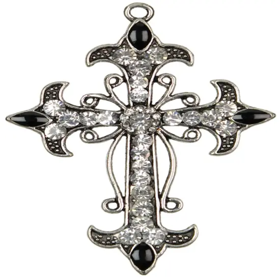 CousinDIY Jewelry Basics Metal Accent 1/Pkg-Silver & Clear Cross {3}