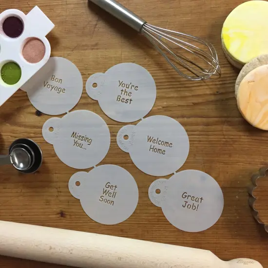 Encouragement Lettering Cookie Stencil Set: You're the Best, Welcome Home, Great Job, Bon Voyage, Missing You, Get Well Soon | C825 by Designer Stencils | Cookie Decorating Tools | {3}
