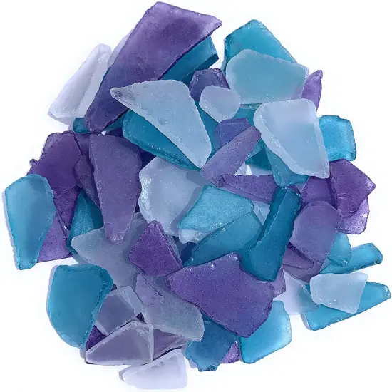 Sea Glass 11 Ounces Purple, Caribbean Blue & White Mix Sea Glass - Bulk Seaglass Pieces for Beach Decor & Crafts {1}