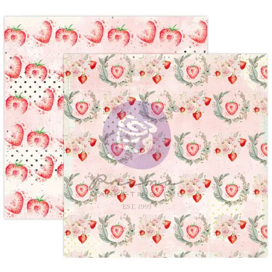 Strawberry Milkshake Collection 12x12 Sheet - Berries & Cream - 12x12 in, w foil details (10 SHEETS) {1}