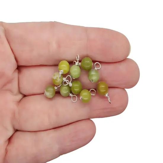 Peridot Dangle Charms, 6mm Natural Green Gemstone Dangles, 10 pcs, Adorabilities {3}