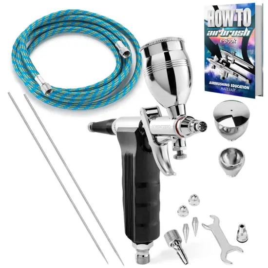 PointZero Precision Trigger Style Gravity-feed Airbrush Set w/ MAC Valve {1}