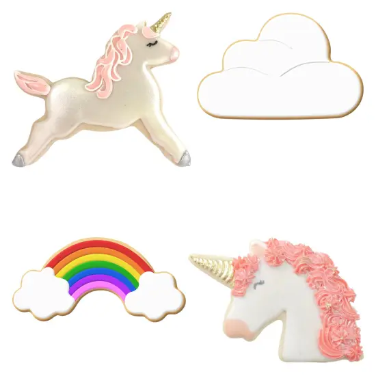 CookieCutter.com Unicorn Birthday 4 Piece Cookie Cutters Set, Rainbow, Unicorn Head, Cloud, Tin Plate Steel, USA {2}