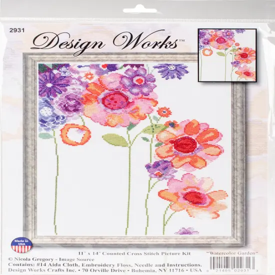 Design Works Counted Cross Stitch Kit 11"X14"-Watercolor Garden {1}