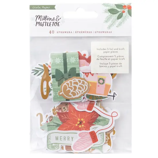 Mittens & Mistletoe Ephemera Die-Cuts 40/Pkg-Icons W/Gold Foil Accents {1}