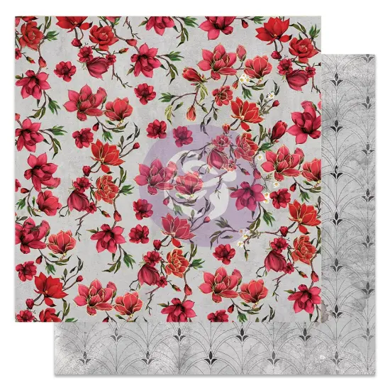 Magnolia Rouge Collection 12x12 Sheet - Pretty Tiles - 10 sheet 12"x12", w foil details {1}