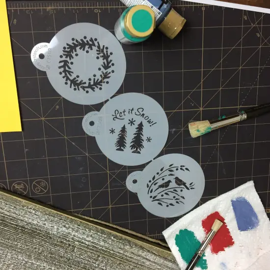 Let it Snow Cookie Stencil Set: Wreath, Trees, Winter Lovebirds | C750 by Designer Stencils | Cookie Decorating Tools | Baking Stencils for Royal Icing, Airbrush, Dusting Powder | Reusable Food Grade Stencil for Cookies | Easy to Use & Clean Stencil {4}
