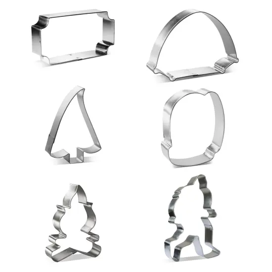 CookieCutter.com Woodland Forest 6 Piece Cookie Cutters Set, Big Foot, Tent, Campfire, Back Pack, Tree, Tin Plate Steel, USA {3}